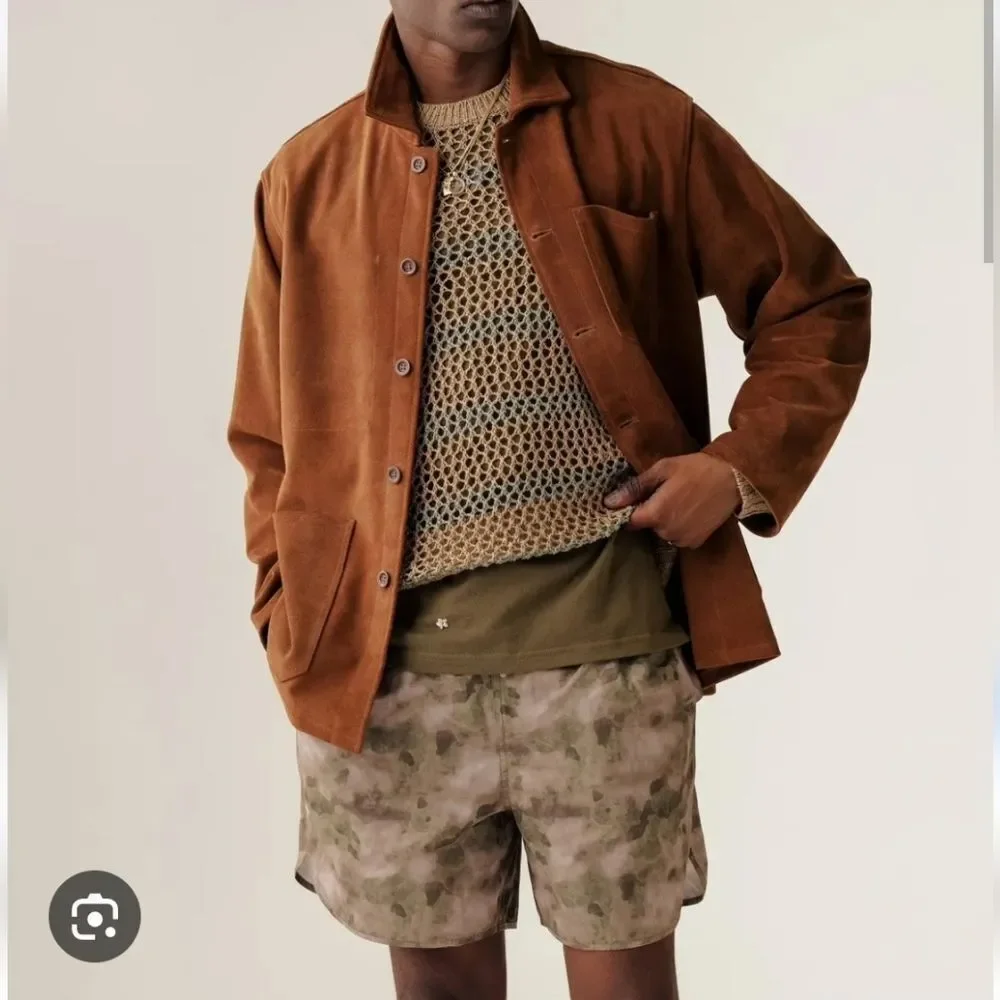 Golden Brown Suede Button-Up Jacket Small